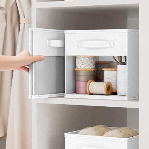 DIMJ Storage Cubes, Cube Storage Bin, 10 Pack Foldable Storage Cubes with Window, Closet Storage Bins with Handle, 11x 11 inch Storage Cubes for Clothes, Toys, Books (White) - Image 4