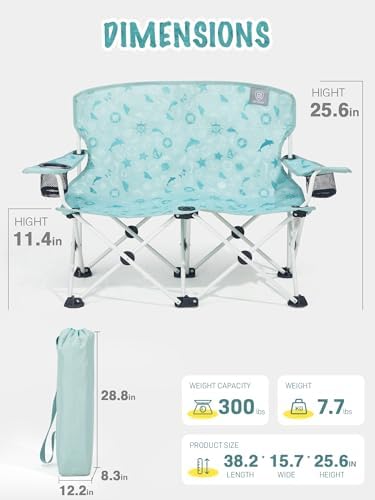 EVER ADVANCED Kids Camping Chair for Two Kids Green - Image 3
