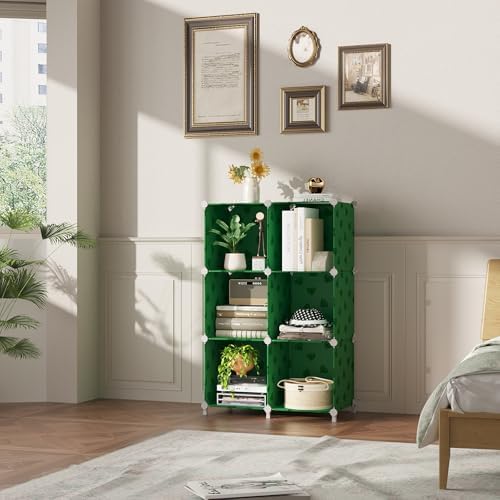 UNKU 6 Cube Storage Organizer, Closet Organizer Storage Shelves,Green - Image 2