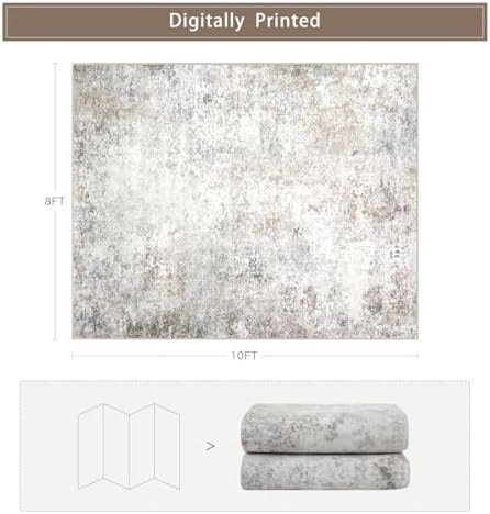 Beige Grey Washable Rugs 8x10 Area Rugs for Living Room,Bedroom,Dining Room - Image 2