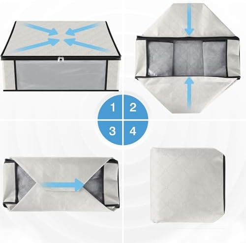 HomeHacks 4-Pack Clothes Organizer Storage Bags, 35L Storage Bins, White - Image 3
