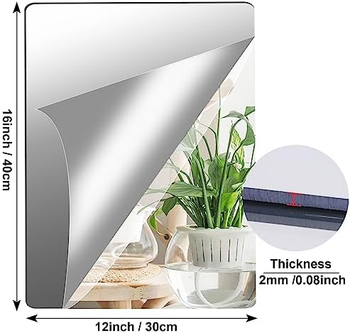 JUNEBRUSHS 8 Pack Self Adhesive Acrylic Mirror, 12x16 Inch Mirror Tiles - Image 2