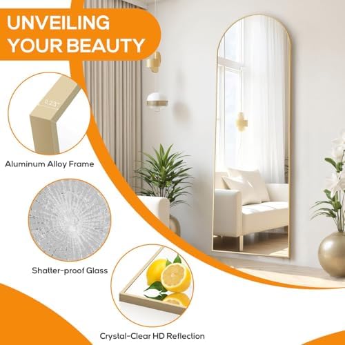 16"x59" Arched Mirror Full Length, Upgraded Body Wall Mirrors - Image 4