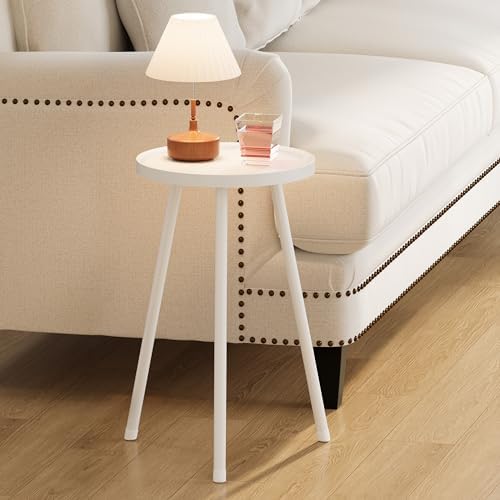 Small Couch Side Table, Drink Table, Mini Round End Table, Coffee Table, Snack Table for Small Spaces, Living Room, Bedroom, Sofa LET520W by Unknown