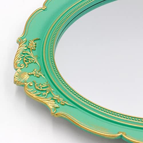 YCHMIR Vintage Decorative Wall Mirror 14.8 x 13.1 Inch Oval Mirror （Green） - Image 5