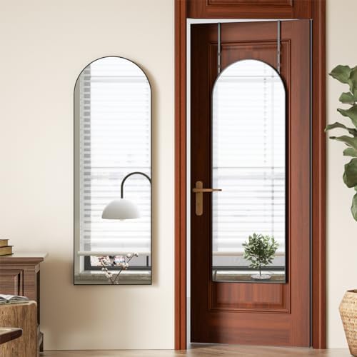 BEAUTYPEAK Arched Full Length Over The Door Mirror 14" x 48", Black - Image 3