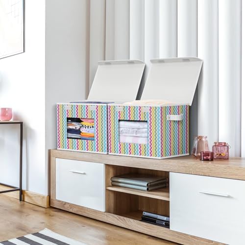 Univivi Fabric Foldable Storage Boxes with Lids, 4 Pack, Colorful - Image 5