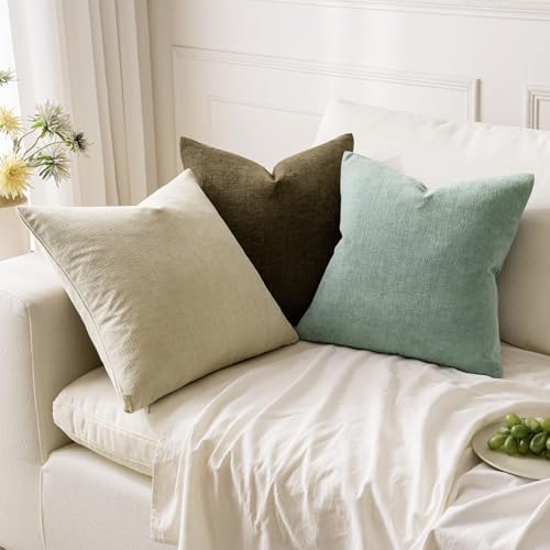 MIULEE Coffee Chenille Couch Throw Pillow Covers, 20x20 - Image 5