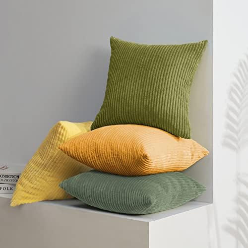 Topfinel 12x12 inch 4 Pack Decorative Throw Pillow Covers,Soft Velvet Modern Double-Sided Designs, Mix and Match for Home Fall Decor, Cushion Covers Set of 4 (Yellow/Green) - Image 5