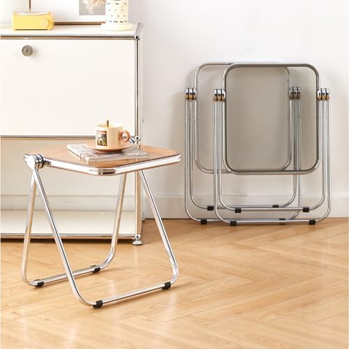 16.2"×14.1" Acrylic Folding Side Table, Portable Lightweight End Table, Sturdy Metal Frame and No Assembly Required, Space-Saving Design for Living Room, Bedroom and Small Room, Grey - Image 6