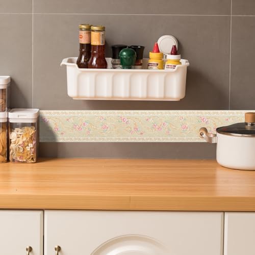 AbaBoorty Yellow Floral Wallpaper Border Decor 394"X4.1" Peel and Stick Wall Border Waterproof Tiles Sticker Wallpaper Self Adhesive Removable Wall Stickers for Bedroom Living Room Decor - Image 2