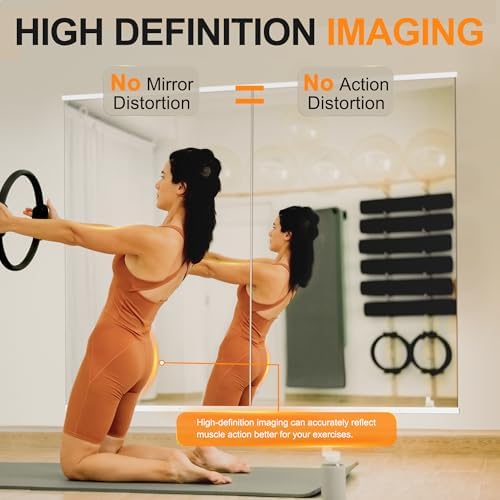 Delma Home Gym Mirror, 48''x28''x2PCS White Wall Mounted Large Frameless Tempered Glass Wall Mirror for Home Gym, Garage, Bedroom, Bathroom - Image 4