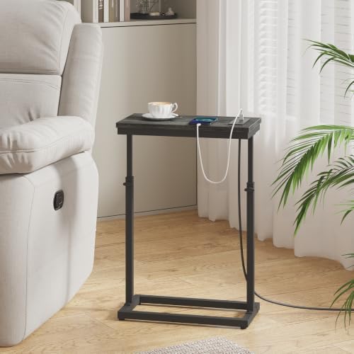 TUTOTAK End Table with Charging Station, Side Table, Tall Couch Table - Image 7