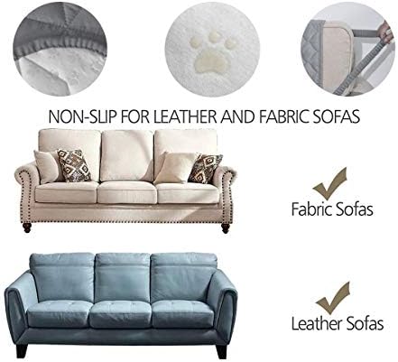 Ameritex Couch Sofa Slipcover 100% Waterproof Nonslip Quilted Furniture Protector Slipcover for Dogs, Children, Pets Sofa Slipcover Machine Washable (Light Grey, 68'') - Image 3