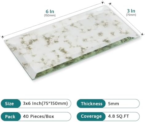 Peel and Stick Beveled Antique Mirror Tiles, 3x6 Inch Subway Mirrror Backsplash 40 Pcs - Image 4