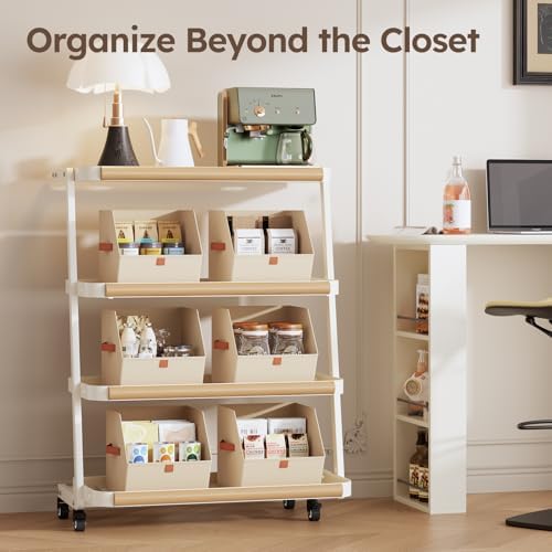 Homsorout Fabric Closet Storage Cubes - 4 Pack Square Storage Bins with Dual Handles for Clothes, Towels, Toys, Cube Storage Organizers for Bedroom, Nursery, Shelves, Closet, Small Spaces, Beige - Image 6