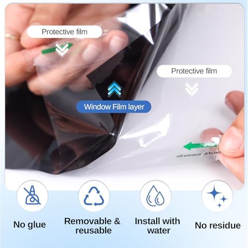 XIAWEI One Way Window Privacy Film with Tools,Black,45.2"x196.9",Malleable - Image 2