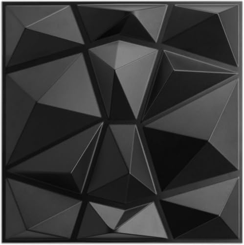 AMIGO 20-Piece 3D Wall Panels Diamond Pattern, High-Strength PVC, 12''x12'' Deformation-Resistant, Recyclable, Waterproof, Heat-Resistant, Odorless, Matte Black by Unknown