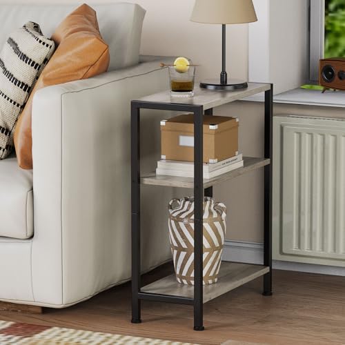 3-Tier Side Table Set of 2, Small End Table, Sofa Side Table for Narrow Spaces, Slim End Table, Nightstand Table, for Living Room Bedroom Office, Greige - Image 4