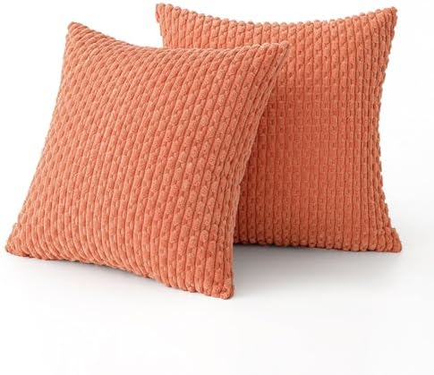 MIULEE Decorative Throw Pillow Covers 20x20 Coral Red Textured Corduroy - Image 6