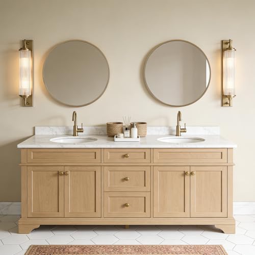 WallBeyond Round Wood Mirror 24 inch Circle Wall Mirror for Bathroom Round Wall Mirror for Wall Decor, Vanity, Entryway Living Room (Natural) - Image 5