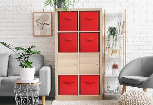 Sorbus Fabric Storage Cubes, 6-Pack Foldable Bins (13 Inch, Red) - Image 6