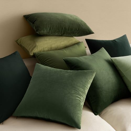 MIULEE Velvet Throw Pillow Covers 18x18 Inch Pack of 2 Moss Green - Image 4