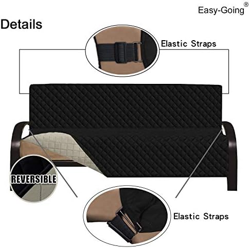 Easy-Going Reversible Couch Cover, Large Futon Sofa, Black/Beige - Image 3