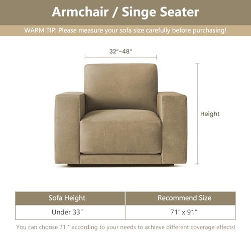 MYSKY HOME Chair Covers Armchair, Recliner Chair Cover Beige Couch Cover, Sofa Covers for Sectional Sofa L Shape Oversized Couch Covers Protector for Dogs Pets Couch Throw Slipcover Washable, 71"X91" - Image 6