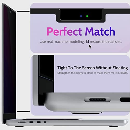 Peslv Magnetic Privacy Screen for MacBook Pro 14 Inch (2021-2026, M1, M2, M3, M4, M5), Removable Matte Blue Light Glare Filter for Mac Pro 14.2" Laptop Computer - Image 6