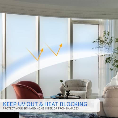 Window Privacy, Removable Glass Door Privacy Film, Suitable for Bathrooms, Offices, Static Cling Decorative Film, Reusable Window Stickers (White, 23.6 x 157.4 inch) - Image 6