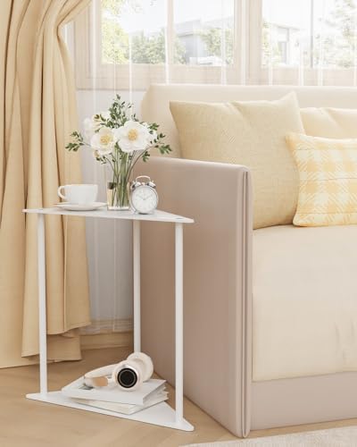 Yawinhe Triangle Metal End Table,2-Tier Small Corner Table,White,1 Pack - Image 6