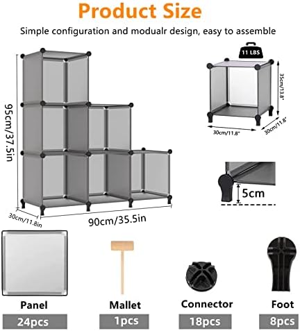 AWTATOS Cube Storage Organizer, Closet Organizers, 6 Cube Shelf, Grey - Image 3