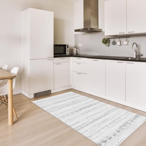 Nakagishi Boho 2x4 Washable Area Rug Non Slip Carpet for Entryway Gray - Image 3