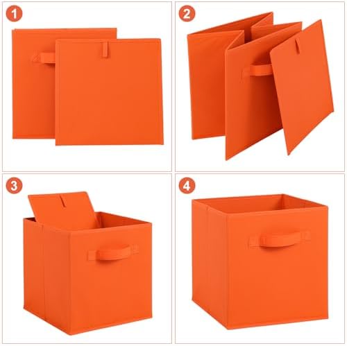 Stero Fabric Storage Bins 6 Pack Fun Colored Durable Storage Cubes with Fabric Handles Foldable Cube Baskets for Home, Kids Room, Closet and Toys Organization Multi Colors-2 - Image 3
