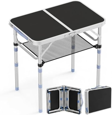 2FT Small Folding Table Portable Camping Picnic Table 3 Adjustable Height by crozom