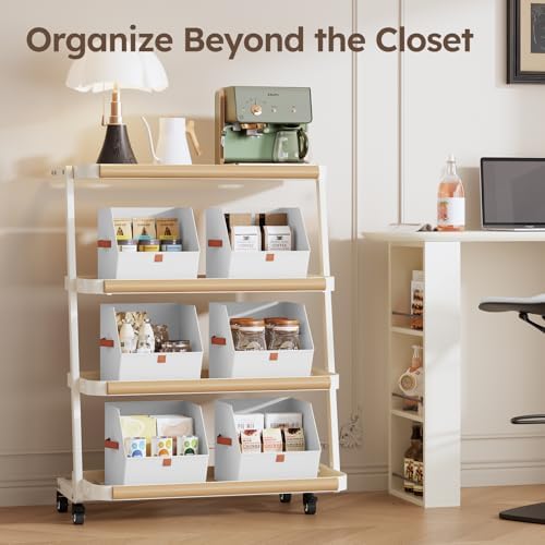 Homsorout Fabric Closet Storage Cubes - 4 Pack Square Storage Bins with Dual Handles for Clothes, Towels, Toys, Cube Storage Organizers for Bedroom, Nursery, Shelves, Closet, Small Spaces, White - Image 6