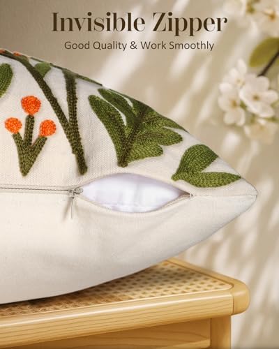 Embroidered Lumbar Pillow Cover 20x12 Inch, Flower Cluster - Image 3