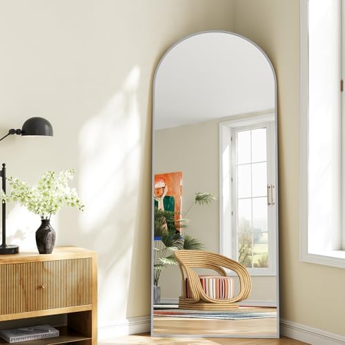 Mirror Full Length, 28"x71" Large Arched Floor Full Length Mirror with Stand, Room Decor Big Full Body Floor Mirror with HD Tempered Glass Aluminum Frame for Bedroom Living Room, Silver - Image 5