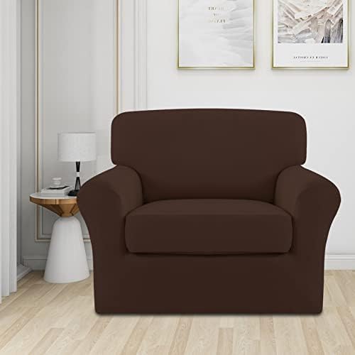 Easy-Going 2 Pieces Stretch Sofa Slipcover for Armchair Washable - Image 2