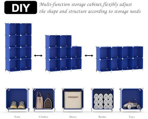 AWTATOS Cube Storage Organizer, 8 Cube Closet Organizers Stackable, Blue - Image 5