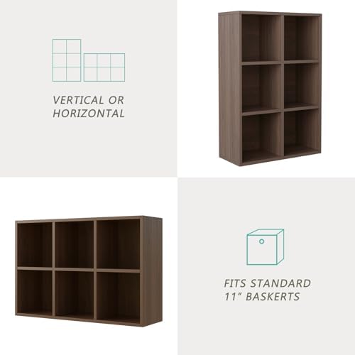 OSCHF 6-Cube Storage Shelf Bookcase, Walnut - Image 4