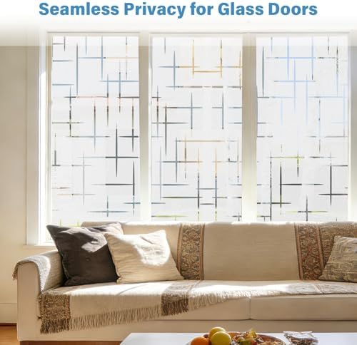 Finnez Window Privacy Film, Frosted Cross Window Cling, 17.5″ x 118.1″ - Image 4