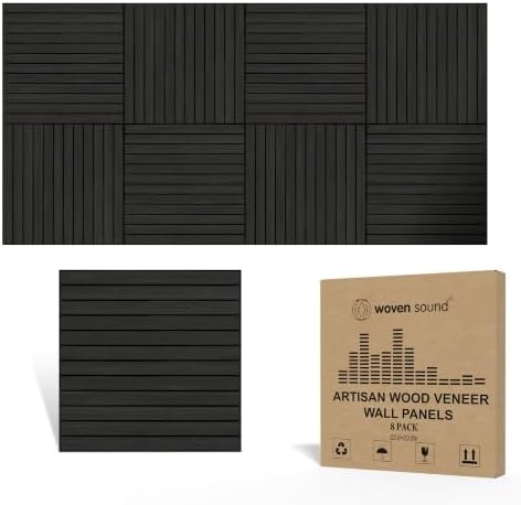 WoveN SounD Acoustic Wall Panels, Black, 8 Pack, 23.6x23.6 in by WovenSound