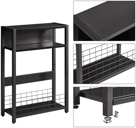 IBUYKE 3 Tier Narrow Side Table,with Magazine Rack, Black UTMZ001B - Image 7