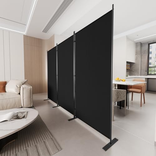 C-Hopetree 3 Panels Room Divider, 6 Ft Tall Indoor Folding Privacy Screen, Portable Partition Separator, Freestanding Separation Temporary Wall for Office, Bedroom, 102" W X 71" H, Black by C-Hopetree