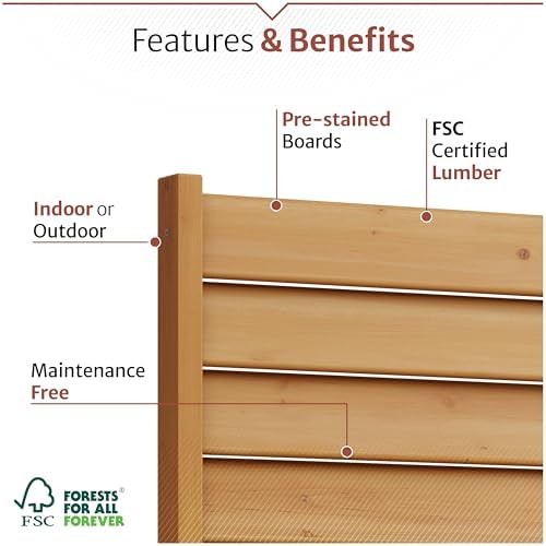Enclo Louvered Freestanding/Surface Mounted Privacy Screen, Cedar Wood - Image 3