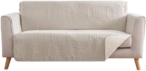 Beige Loveseat Covers for 2 Cushion Couch, Water-Repellent Covers for Sofa Couch, Machine Washable Love Seat Quilted Couch Covers, Pet Friendly Loveseat Slipcovers (Loveseat 56", Beige Cream) by Pamhaven