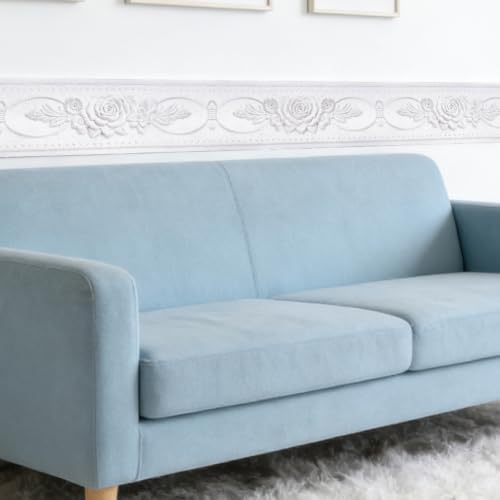 3D Wallpaper Border Floral White Wall Border Trim 197 x 4 Inch Elegant Rose Flower Pattern PVC Decorative Molding Peel and Stick Tiles Stickers for Bathroom Laundry Kitchen Home Decoration - Image 7