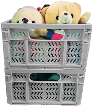 20L Folding Crate, 4Pack Plastic Storage Baskets Organizer for Home and Office,Collapsible Storage Crates for Home Office and Outdoor Organizer.(Grey) - Image 3